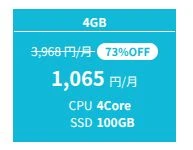 ConoHa for GAMEの4GBプランの36ヶ月契約の場合の料金